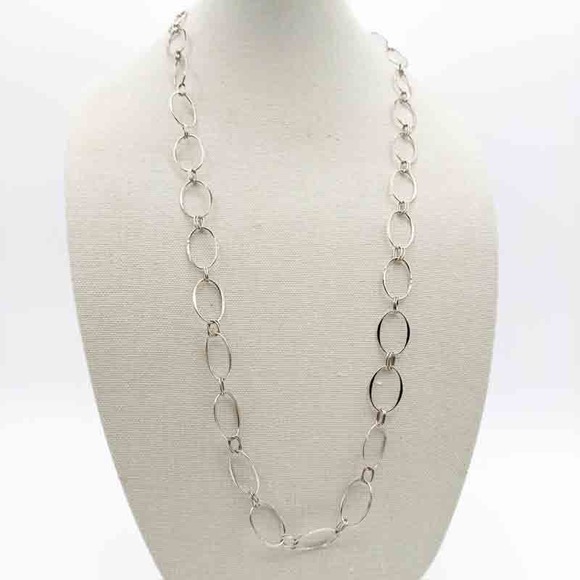 Robert Lee Morris Sterling Silver Necklace Wide Hoops ~36" Signed RLM Studio - Picture 7 of 12